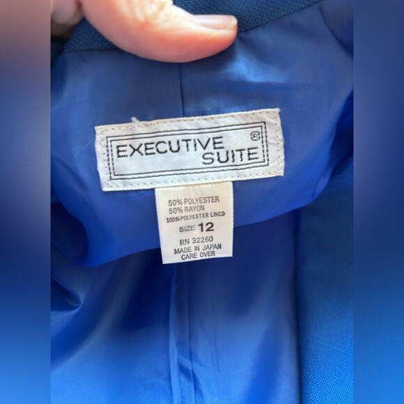 Executive Suite Women's 12 Cobalt Blue Vintage Skirt Blazer Two Piece Lined Set - Picture 9 of 10
